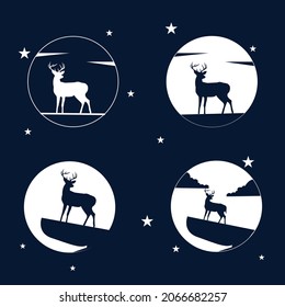 illustration vector graphic deer with moon background perfect use-t shirt event flat art