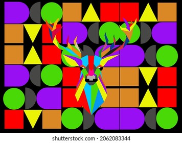 illustration vector graphic of  deer polygon geomatric backgraund  abstract.