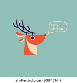 Illustration vector graphic of deer saying merry Christmas. 