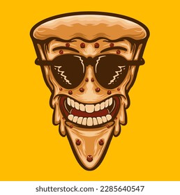 Illustration vector graphic of DELICIOUS GRILLED PIZZA suitable for logo product also for design merchandise
