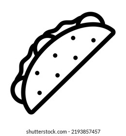 Illustration vector graphic of delicious mexican food taco with outline style on a white background. Suitable for restaurant, food apps, website projects and more.