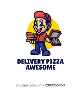 Illustration, Vektorgrafik von Delivery Pizza, gut für Logo-Design