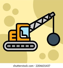 Ilustración Vector Gráfico de máquina de demolición, vehículo, icono de construcción de trabajo