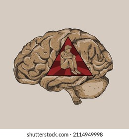 Illustration vector graphic of depression people,mental issue,brain art,suitable for background,print,etc.