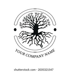 Illustration of a vector graphic design abstract symbol or logo tree shape template.