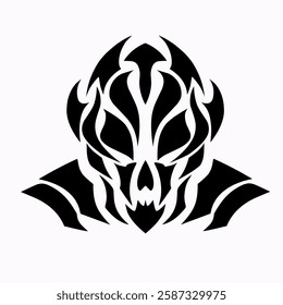 illustration vector graphic of design abstract tribal art monster face skull tattoo