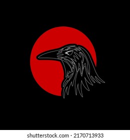Illustration vector graphic of design art Raven Japan