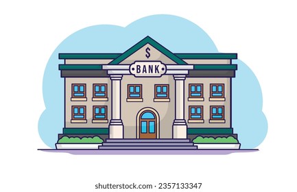 Illustration vector graphic design of Bank, department office government with cartoon style or flat design style  and children friendly, good for web design, children books, cartoon, etc.