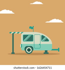 Illustration vector graphic design of camper van vacation, one of camping and hiking elements. isolated on soft background. perfect for summer camp flyers and posters.