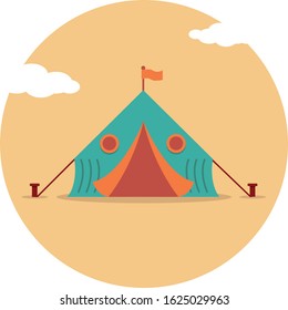 illustration vector graphic design of camping tent with green color and unique background, great for your business, web, mobile app, ect. 