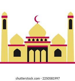 Illustration vector graphic design colorful of mosque, with  simple and colorful design, perfect to islamic, ramadan theme content.
