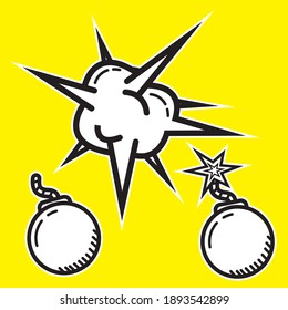 Illustration vector graphic design of doodle bomb explode. Suitable for multipurpose content.