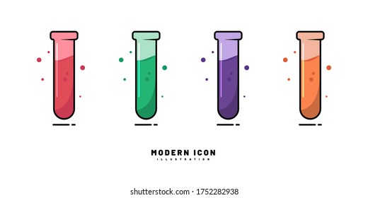 Illustration vector graphic design of Filled Line Flat Color Set of laboratory equipment icons. Vector Design Elements. Great for your business, web, mobile app, ect.