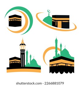 Illustration vector graphic design of four Hajj and Umroh logo. Can be used for, islamic event, travel company, etc.