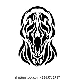 illustration vector graphic of design of ghost face head with tribal tattoo style