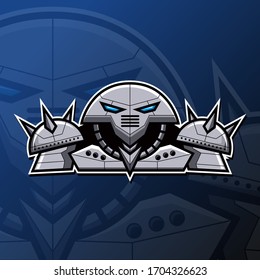 Illustration vector graphic design of half body giant mech in esports logo style. Good to use for gaming community graphic asset.