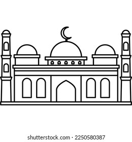 Illustration Vektorgrafik Design Linie Kunst der Moschee, mit einfachem Design, gut für islamische, ramadan Thema Inhalt.
