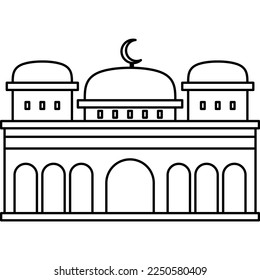 Illustration vector graphic design line art of mosque, with simple design, good  for islamic, ramadan theme content.
