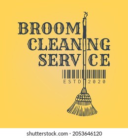 Illustration of a vector graphic design logo symbol for a broom cleaning service company.