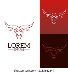 Illustration Vector Graphic Design Of Logo Head Bull Outline Template