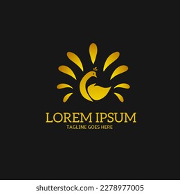 illustration vector graphic of design logo template peacock with elegant luxury golden look