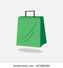 Ilustración de diseño gráfico vectorial de bolsa de papel con color verde y diseño plano. Excelente para tu negocio, web, aplicación móvil, etc.