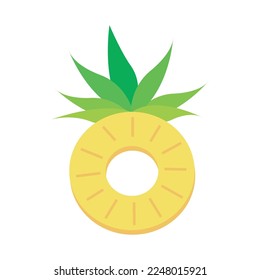 Illustration vector graphic design of a pineapple slice icon design. Can be used for beverages icon, organic food logo, fruit market sign, summer and harvest festival decoration, sticker, etc.