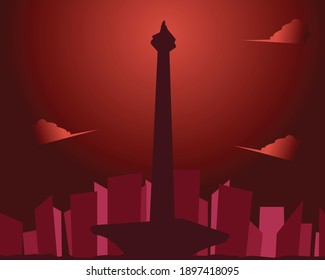 illustration vector graphic design of red night at monas