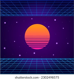 illustration vector graphic of design retro futuristic background with style 80s