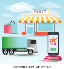 illustration  Vector  graphic Design sale shopping export delivery commerce services shop 
