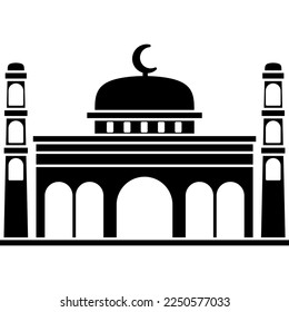 Illustration vector graphic design siluet of mosque, with simple design, perfect for Islamic, ramadan theme content.