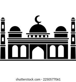 Illustration vector graphic design siluet of mosque, with simple design, perfect for Islamic, ramadan theme content.