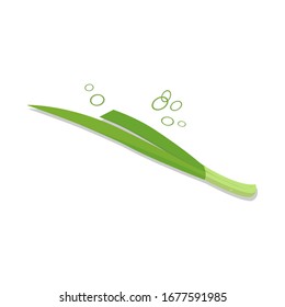 Illustration vector graphic design of sliced leek or onion spring with top view, flat design. Great for your business, web, mobile app, ect.