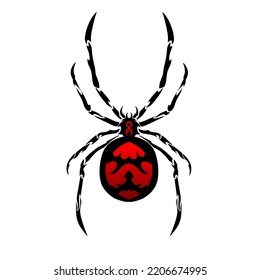 Illustration vector graphic of design spider red and black tribal art tattoo