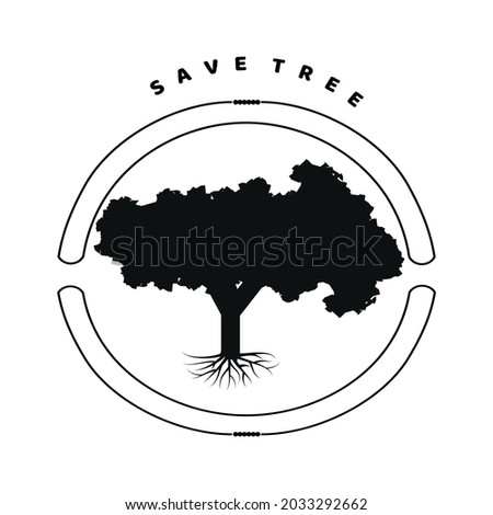 The illustration of a vector graphic design symbol or sign for the protection of trees that are being cut down a lot.