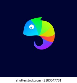 Ilustración vectorial diseño gráfico del icono del logotipo de plantilla camaleón sobre gradiente colorido