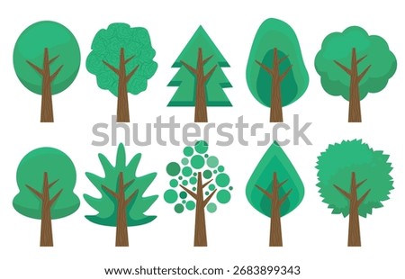 Illustration vector graphic design ten design of tree. Can be used for tree decor shop, forest protection, enviroment logo, background tree asset, florist, plant sticker, etc.