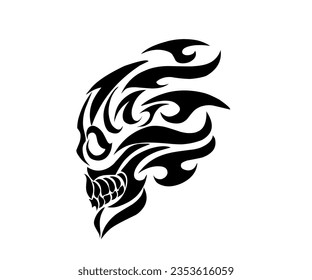 illustration vector graphic of design tribal art tattoo skull head