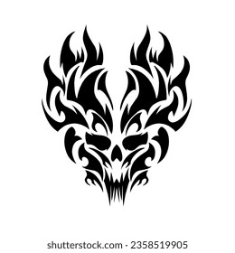 illustration vector graphic of design tribal art abstract Skull for tattoo