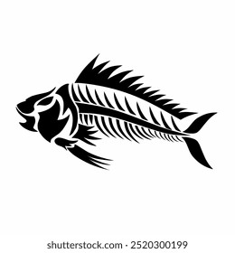 illustration vector graphic of design tribal art fish skeleton tattoo
