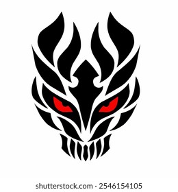 illustration vector graphic of design tribal art face devil red eyes tattoo