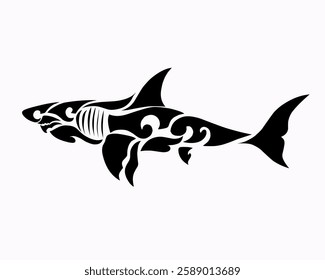 illustration vector graphic of design tribal art design black shark tattoo
