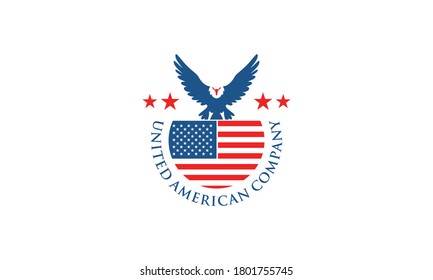 illustration vector graphic designs. badge, emblem, stamp logo american company, eagle and usa flag