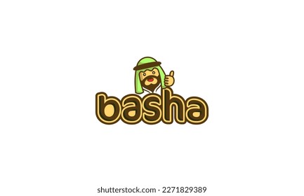 illustration vector graphic designs. basha restaurant logo, mascot character arabic style