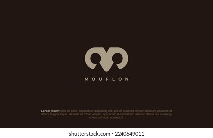 illustration vector graphic designs, creative pictogram logo combination abstract mask and mouflon head, simple modern geometric 