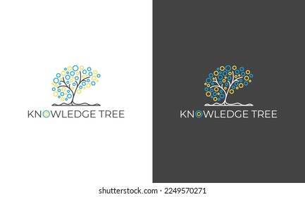 illustration vector graphic designs. pictogram logo combination abstract tree and brain