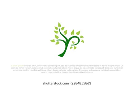 illustration vector graphic designs. pictogram logo combination abstract letter Y, P and tree leaves