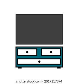 Illustration Vector graphic of Desk and TV Cabinet suitable for Living room design content