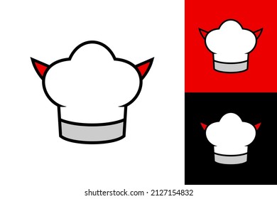 Gráfico vectorial de ilustración del logotipo del chef del diablo. Perfecto para la empresa de alimentos