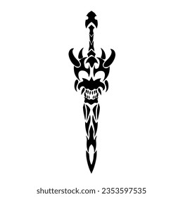 illustration vector graphic of devil sword design with tribal tattoo art style